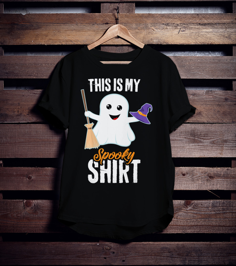 This Is My Spooky Ghost With Witch Hat And Broom T-Shirt