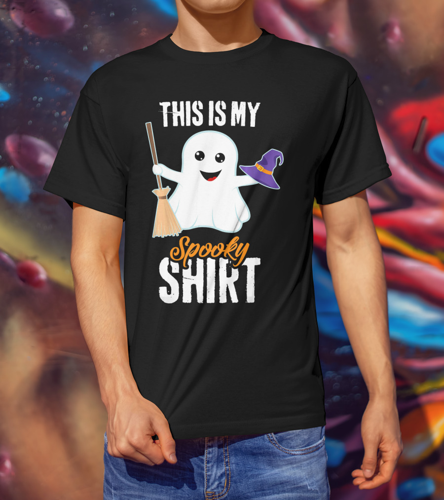 This Is My Spooky Ghost With Witch Hat And Broom T-Shirt
