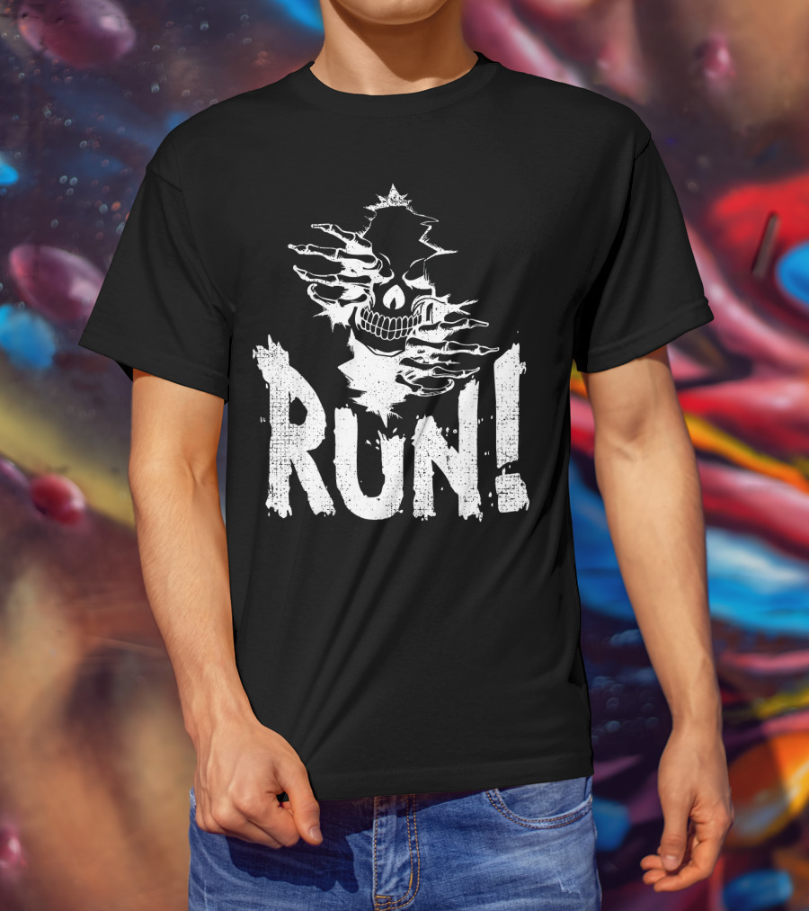 RUN Wicked Halloween Skeleton Skull Evil T-Shirt