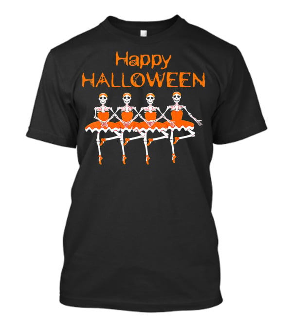 Happy Halloween Funny Dancing Ballet Skeletons T-Shirt