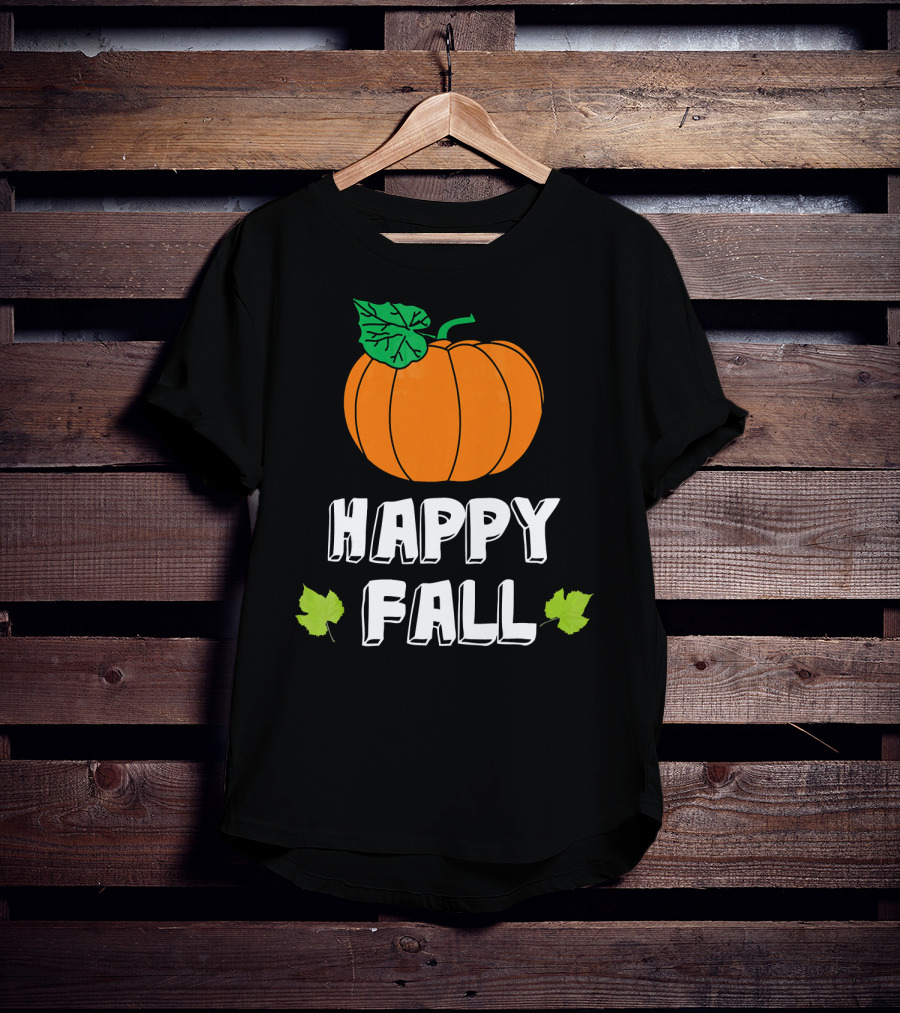 Happy Fall Pumpkin With Leaves T-Shirt