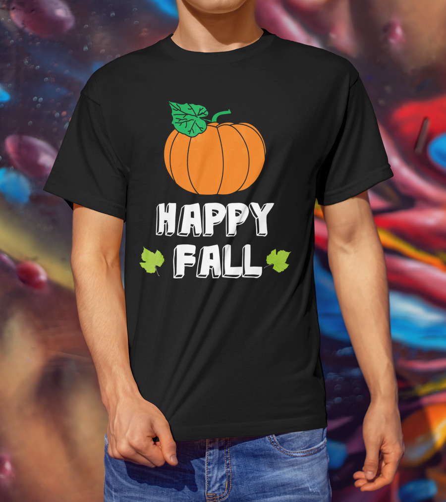 Happy Fall Pumpkin With Leaves T-Shirt
