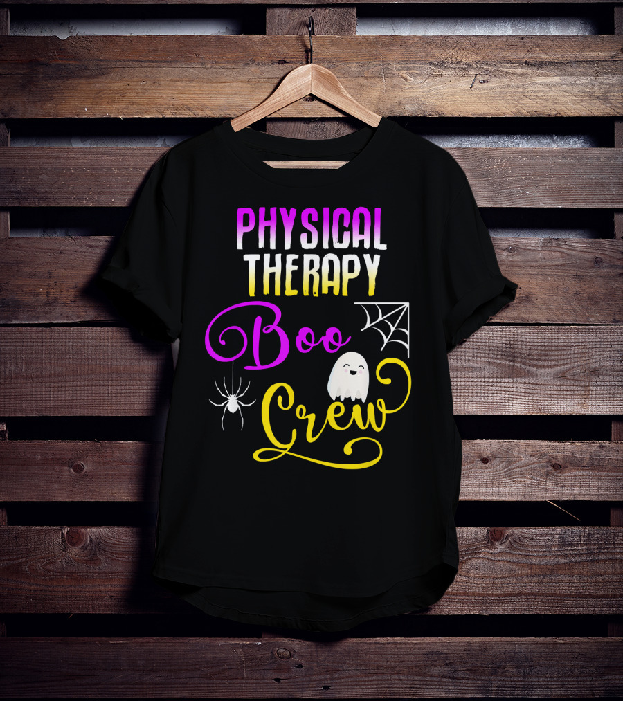 Physical Therapy Boo Crew Halloween Ghost Spider Web T-Shirt