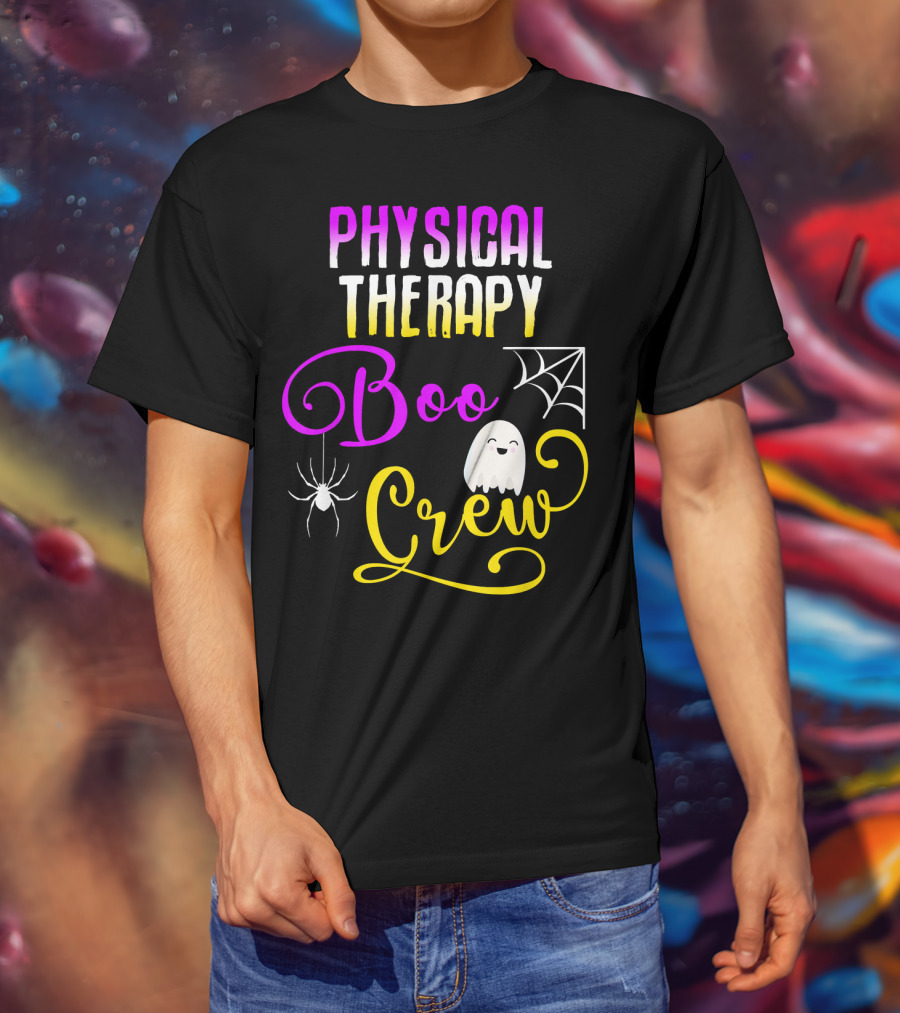 Physical Therapy Boo Crew Halloween Ghost Spider Web T-Shirt
