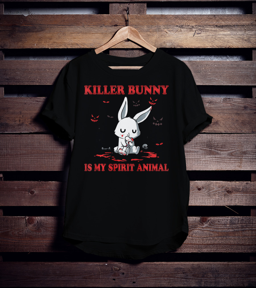 Killer Bunny Is My Spirit Animal With Haunted Eyes And Skull T-Shirt
