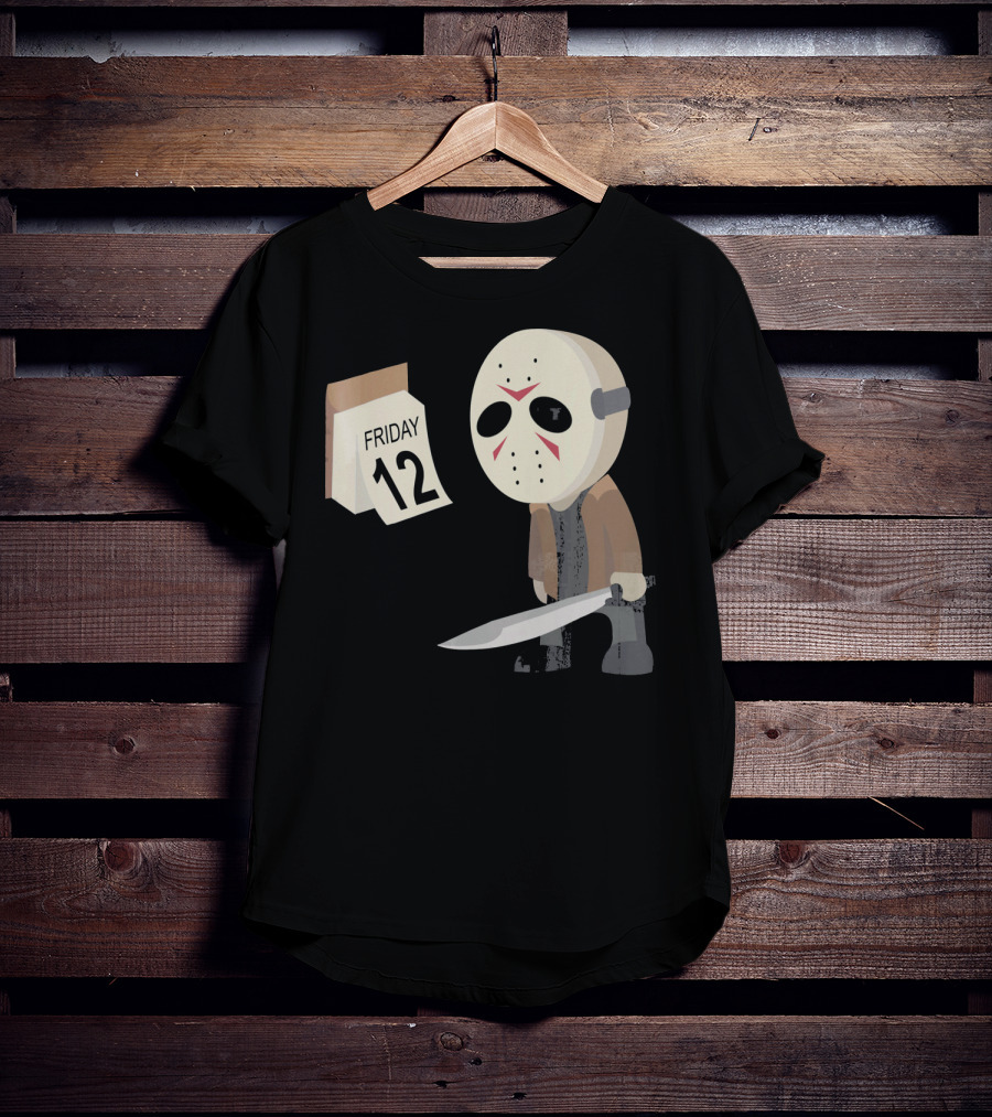 Friday 12th Funny Halloween Horror Graph Calendar Mask Character T-Shirt
