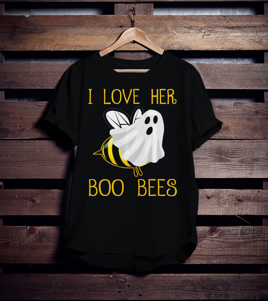I Love Her Boo Bees Halloween Couple T-Shirt