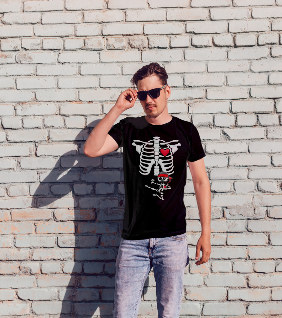 Ninja Baby Skelly With Heart And Red Bandana T-Shirt