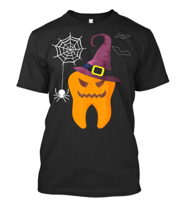 Halloween Dental Witch Dentist Tooth With Spider And Hat T-Shirt