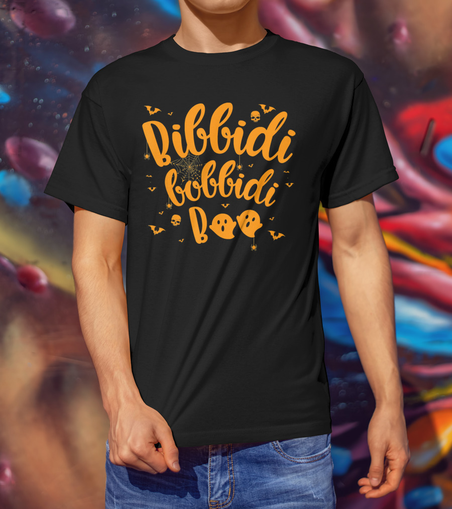 Bibbidi Bobbidi Boo Halloween Ghosts Bats Skulls Webs T-Shirt