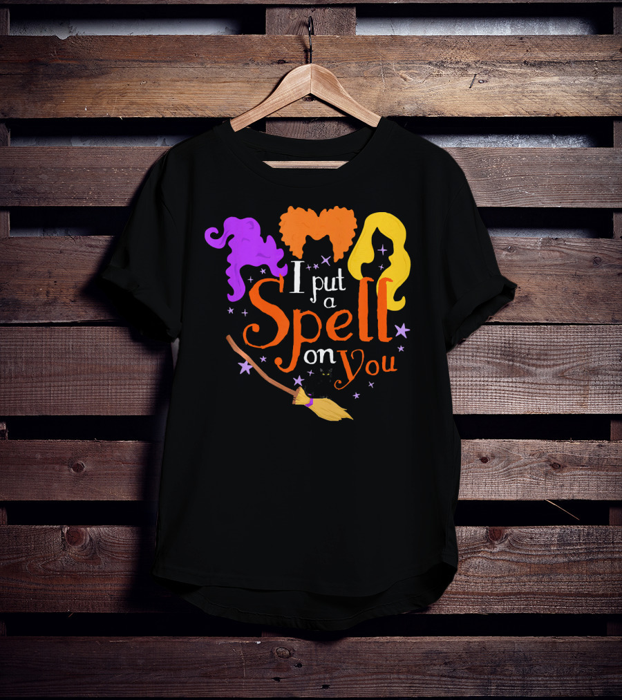 I Put A Spell On You Witch Sisters Magical Broom Hair Trio T-Shirt