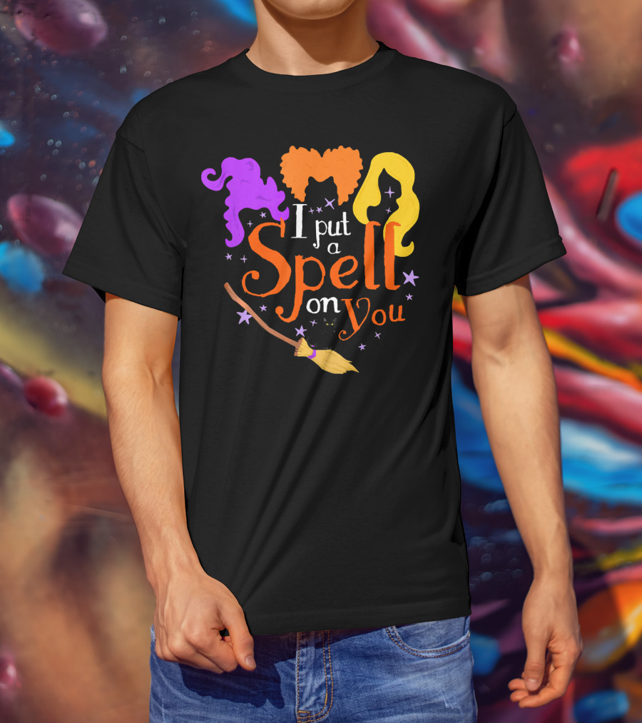 I Put A Spell On You Witch Sisters Magical Broom Hair Trio T-Shirt
