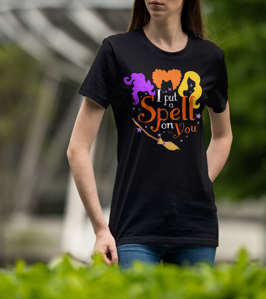 I Put A Spell On You Witch Sisters Magical Broom Hair Trio T-Shirt