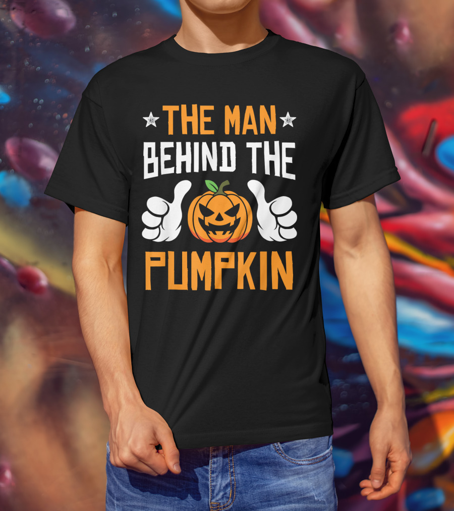 The Man Behind The Pumpkin Halloween Funny Mens T-Shirt