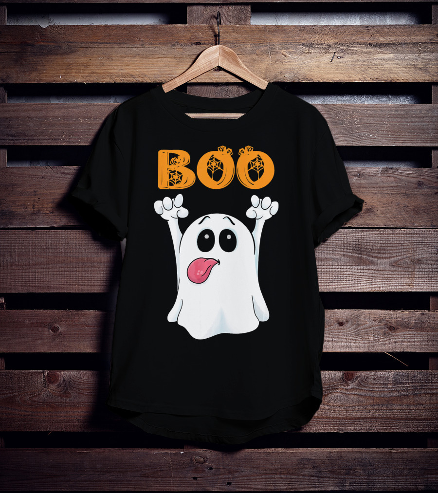 Boo Silly Ghost With Pumpkin Lettering T-Shirt