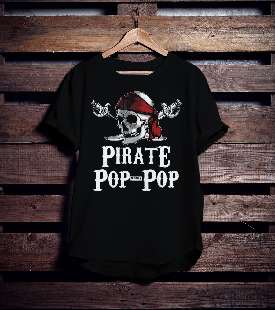 Pirate Pop Pop Jolly Roger Skull With Crossed Swords T-Shirt