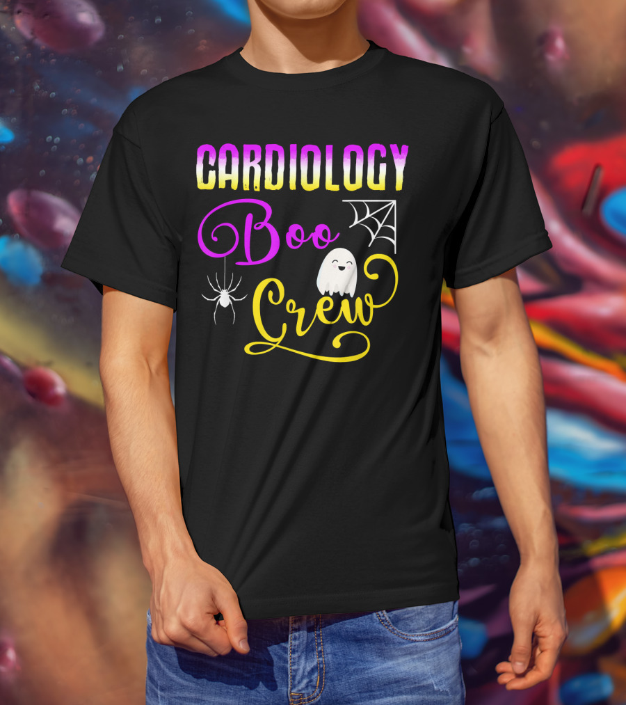 Cardiology Boo Crew Halloween Ghost Spider Web T-Shirt