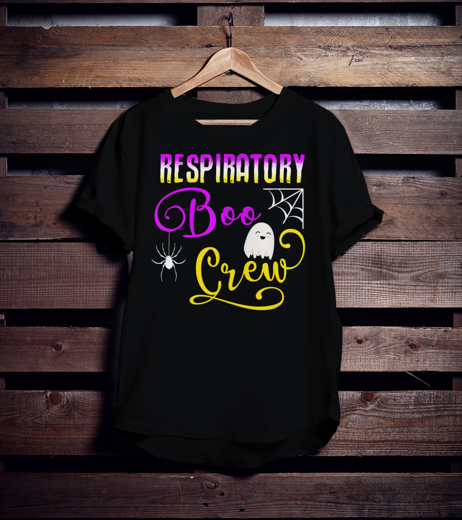 Respiratory Boo Crew Ghost And Spider Web T-Shirt