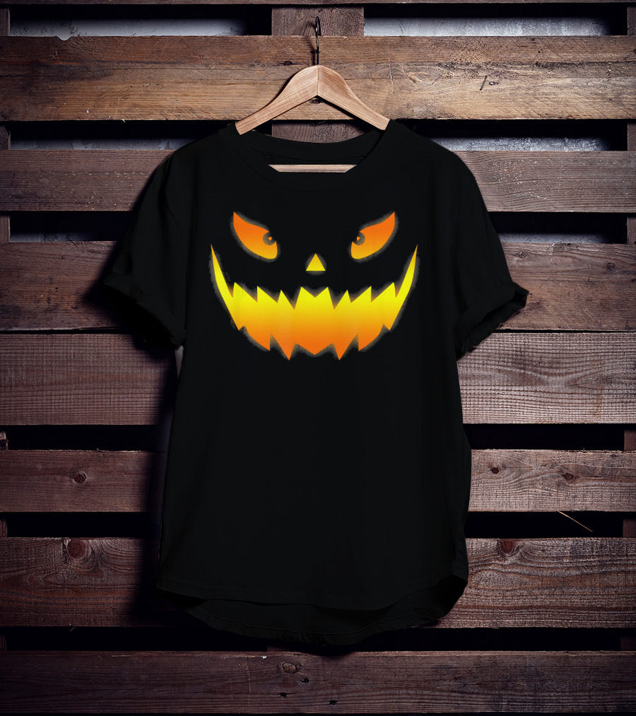 Smiling Glowing Jack O Lantern Pumpkin Face T-Shirt