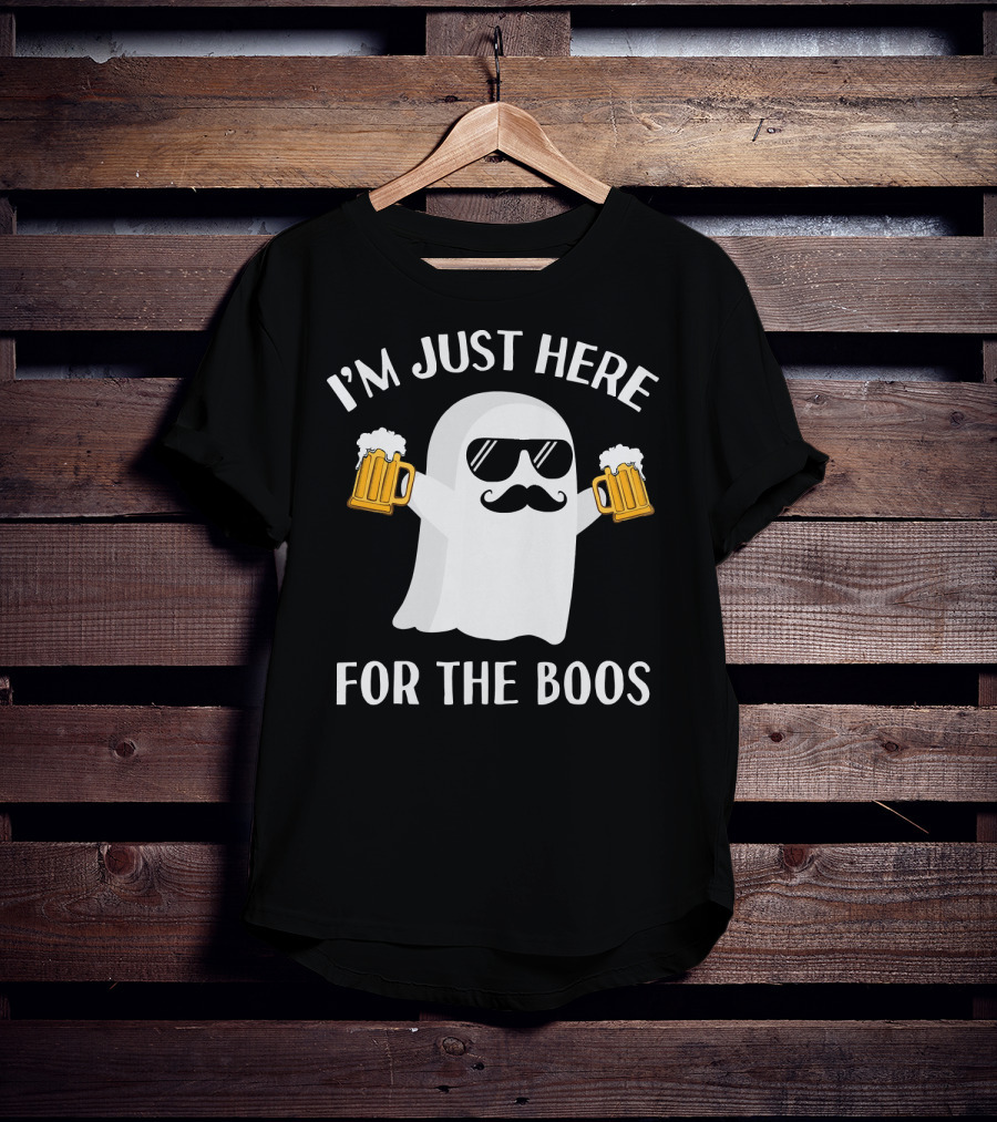 I'm Just Here For The Boos Funny Halloween Party Ghost Beer T-Shirt