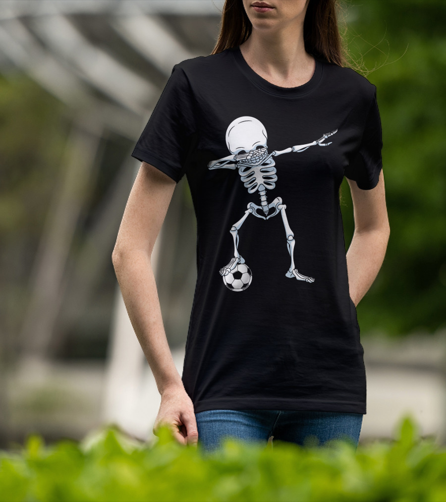Dabbing Skeleton With Soccer Ball T-Shirt