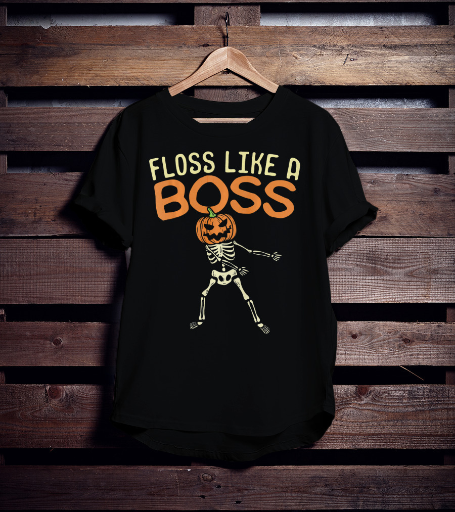 Floss Like A Boss Skeleton Pumpkin Head T-Shirt