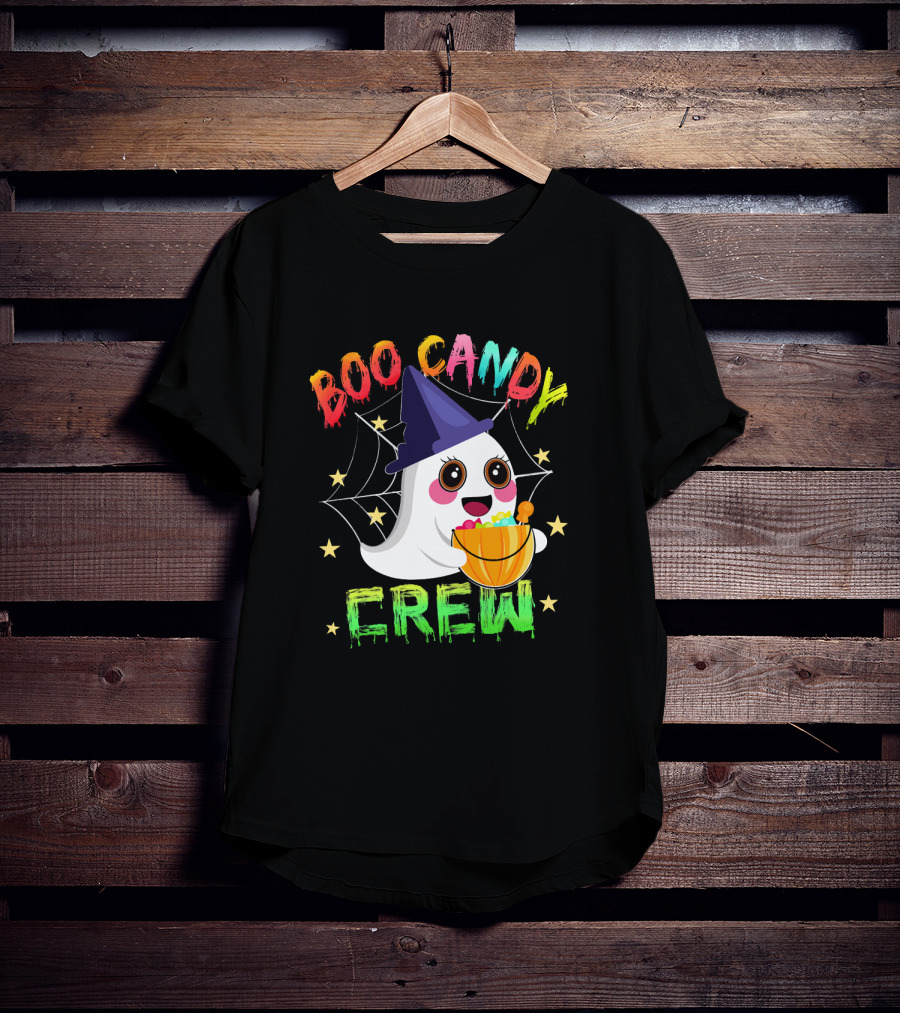 Boo Candy Crew Ghost Halloween Basket Stars Hat T-Shirt