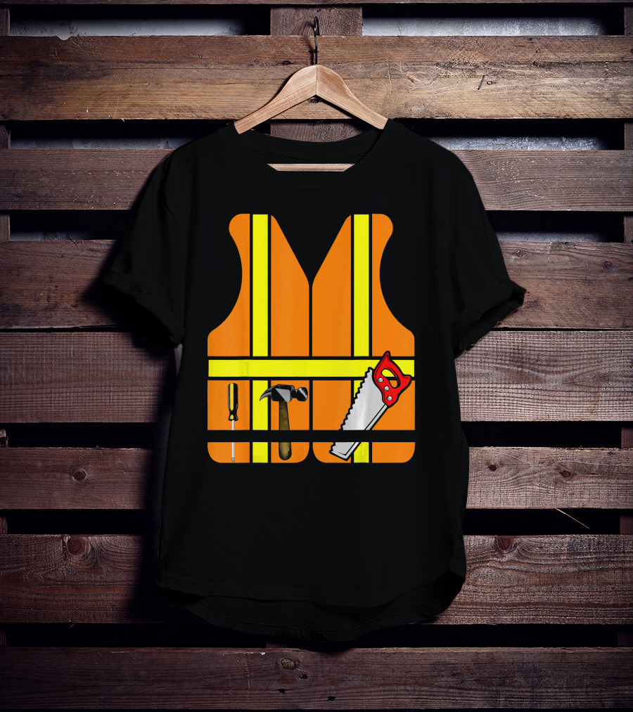 Orange Safety Vest With Tools - Construction Worker Role Play T-Shirt