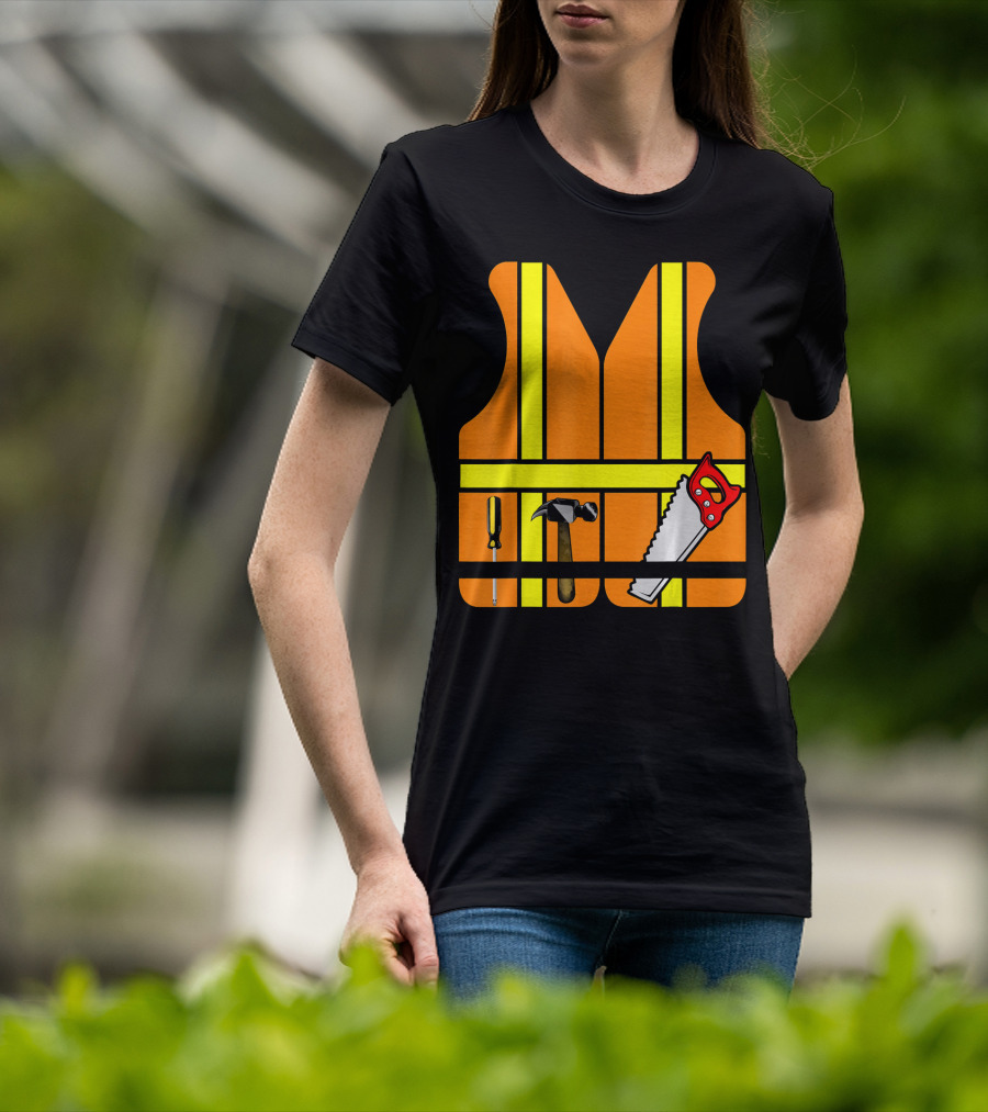 Orange Safety Vest With Tools - Construction Worker Role Play T-Shirt