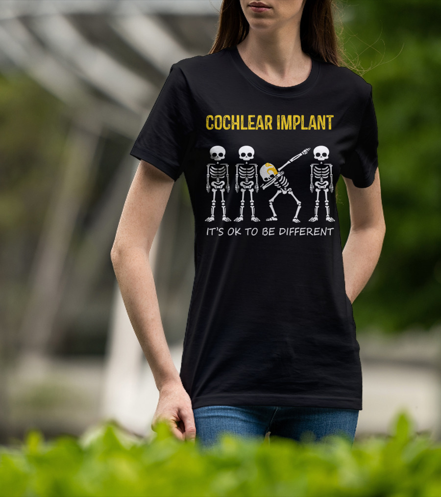 Cochlear Implant Dabbing Skeleton It's OK To Be Different T-Shirt