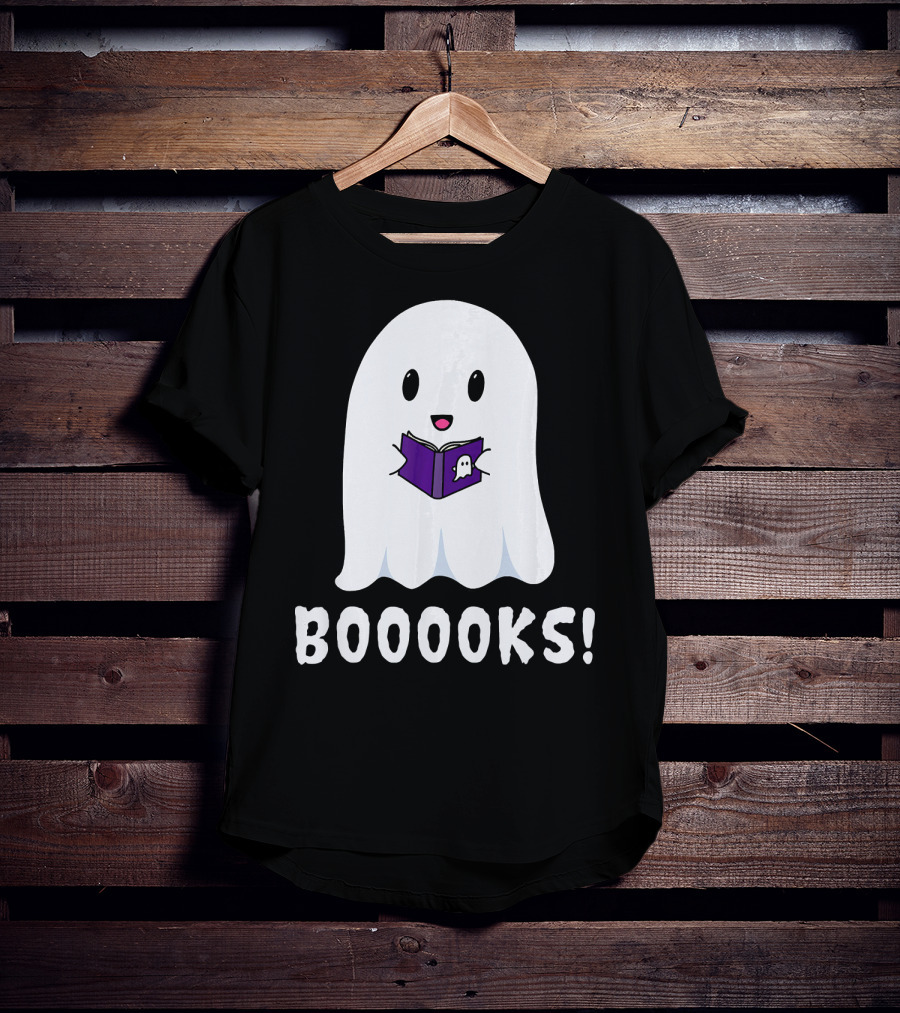 Booooks Ghost Halloween Reading Library T-Shirt