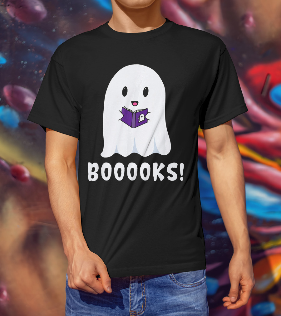 Booooks Ghost Halloween Reading Library T-Shirt