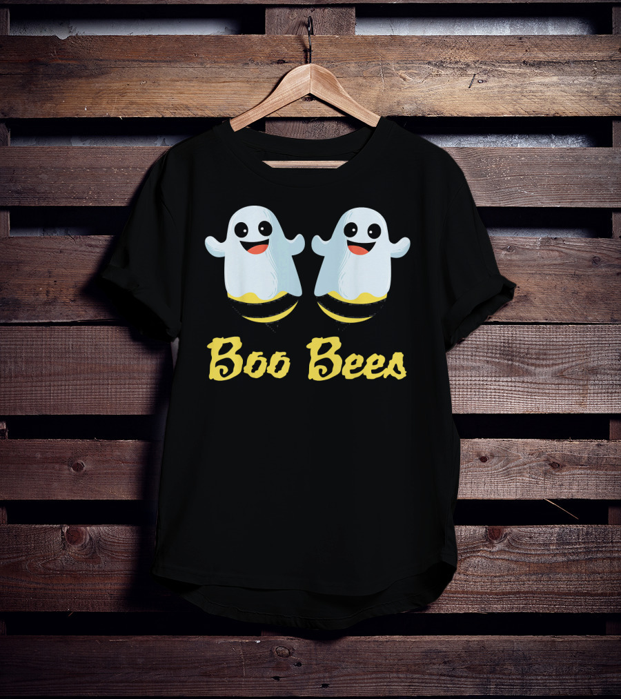 BOO BEES Couples Ghosts With Smiling Faces And Yellow Stripes T-Shirt