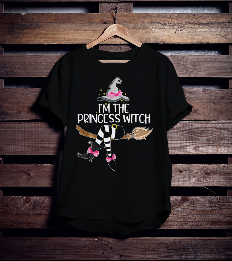 I'm The Princess Witch Hat Broom Magic Pink Bows T-Shirt