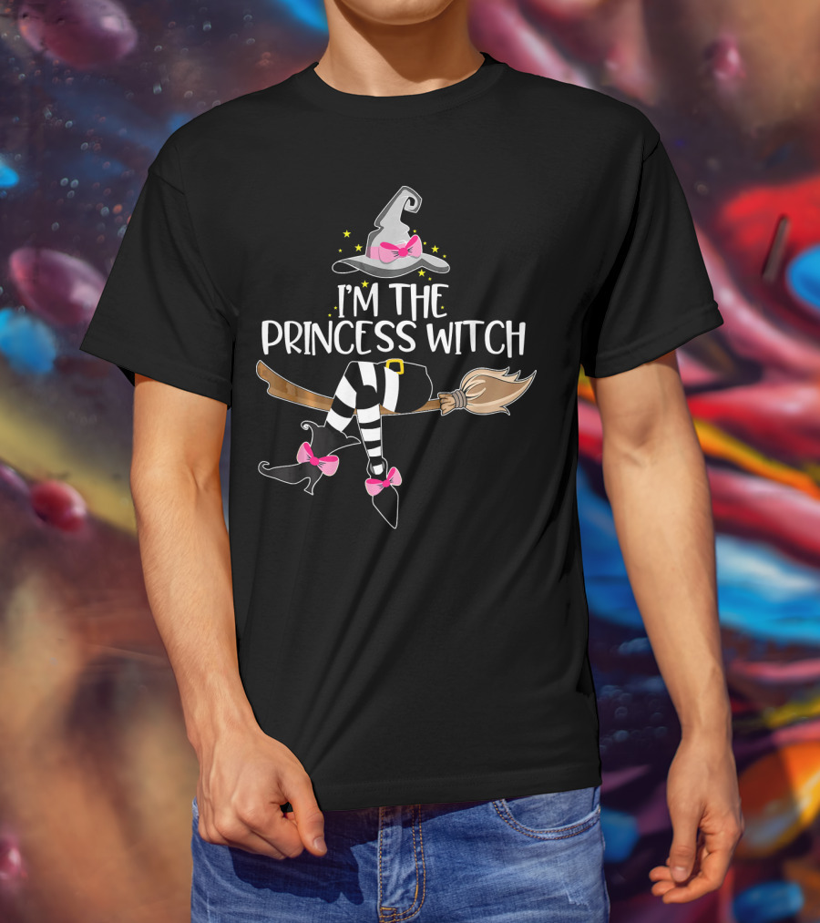 I'm The Princess Witch Hat Broom Magic Pink Bows T-Shirt