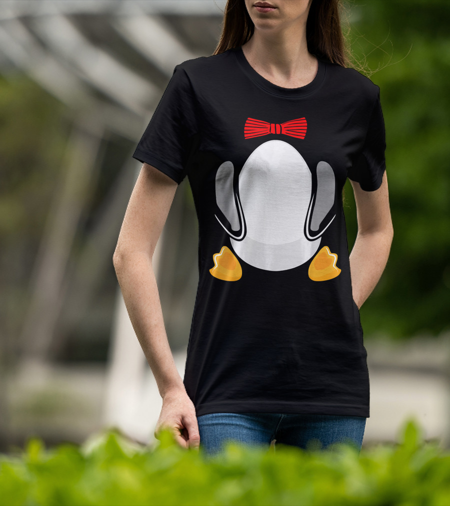Funny Penguin Kids Halloween Costume Bowtie Feet T-Shirt