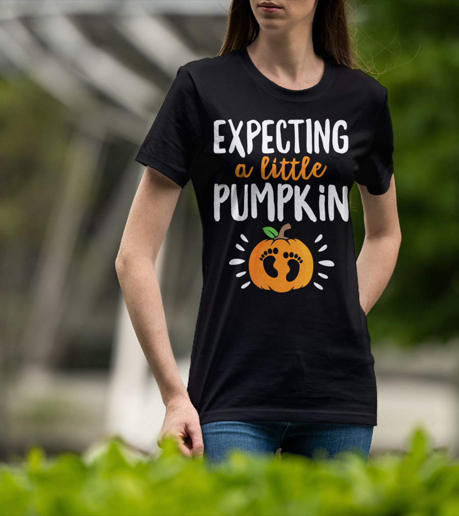 Expecting A Little Pumpkin With Adorable Baby Footprints T-Shirt