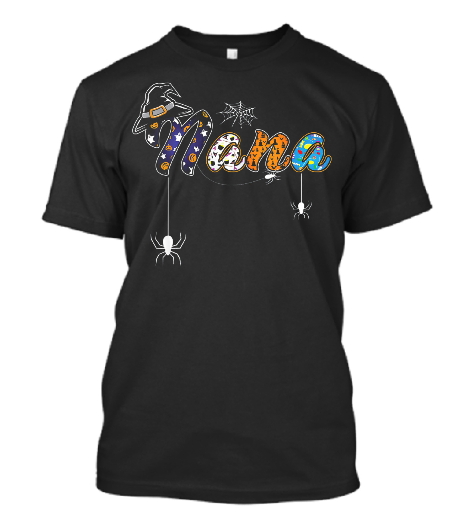 Nana Halloween Cute Witch Hat Spider Web Spooky T-Shirt