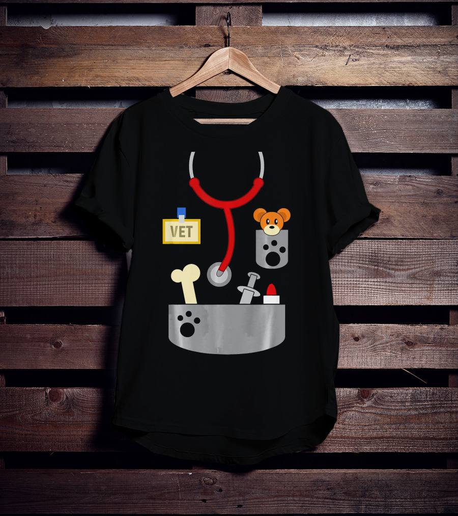 Halloween Vet Costume With Stethoscope And Plush Bear T-Shirt