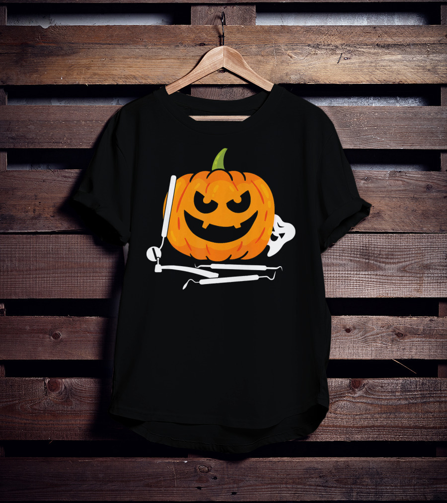 Funny Halloween Pumpkin Dentist T-Shirt