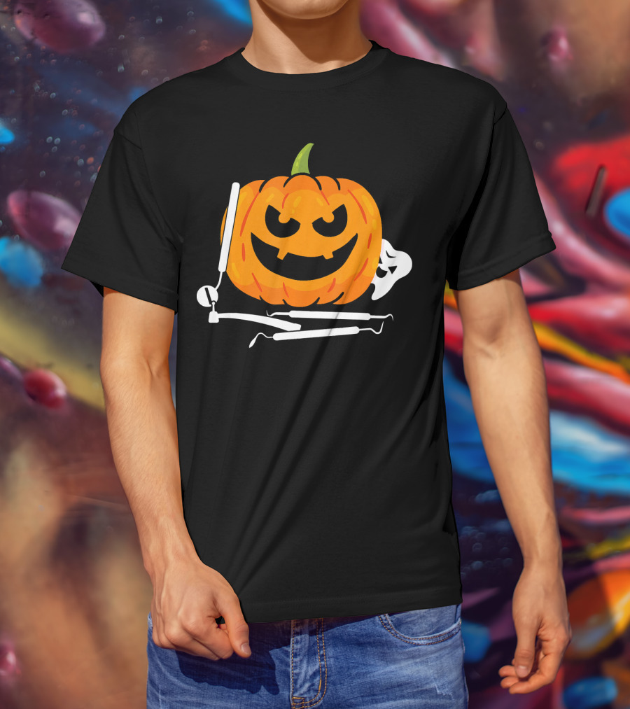 Funny Halloween Pumpkin Dentist T-Shirt