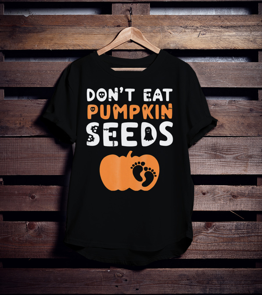 Don't Eat Pumpkin Seeds Halloween Baby Footprints T-Shirt
