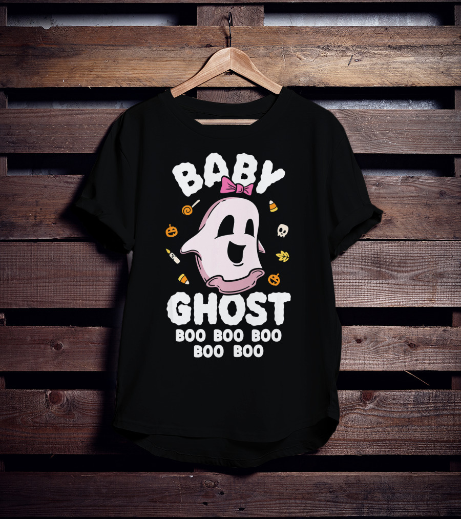 Baby Ghost Boo Boo Boo Halloween Kids Girls T-Shirt