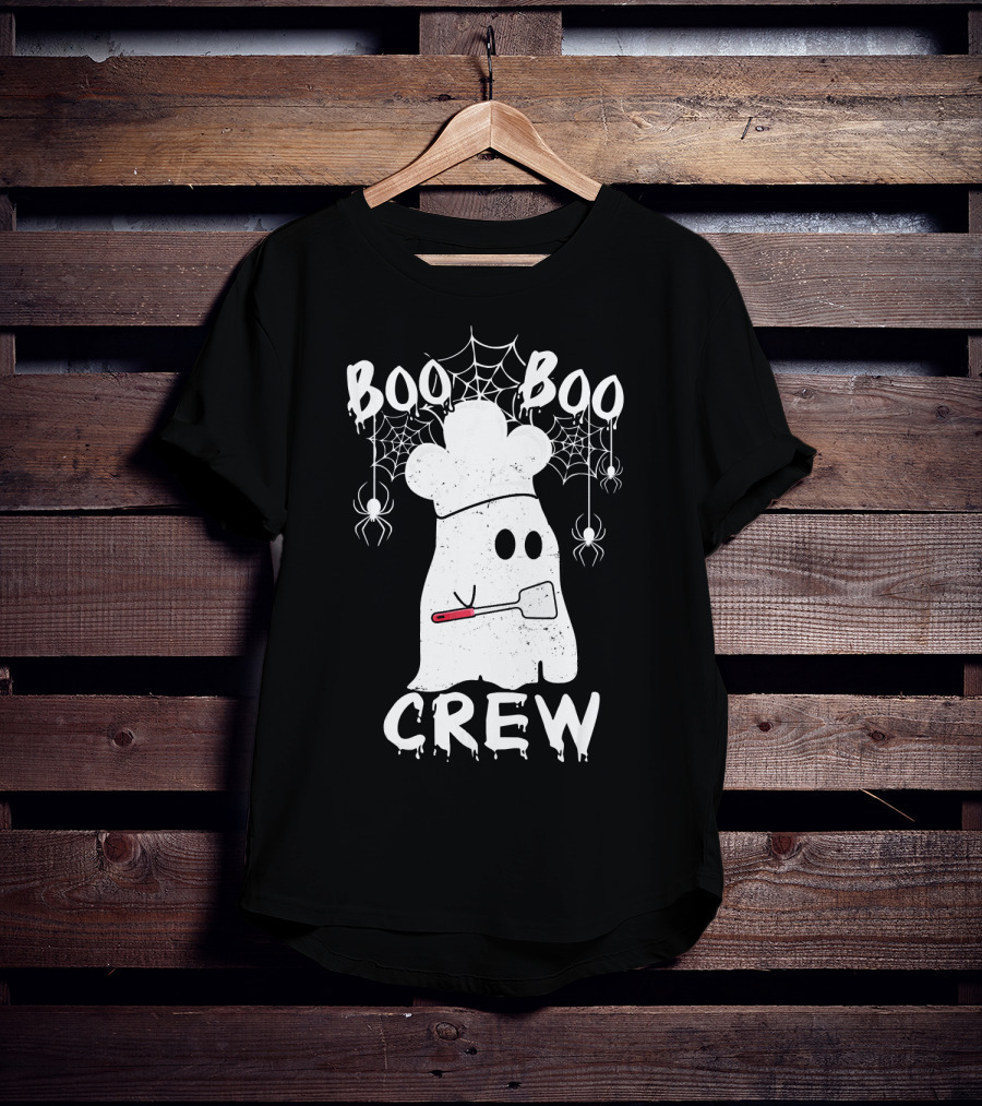 Boo Boo Crew Chef Ghost Halloween Spiders Webs T-Shirt