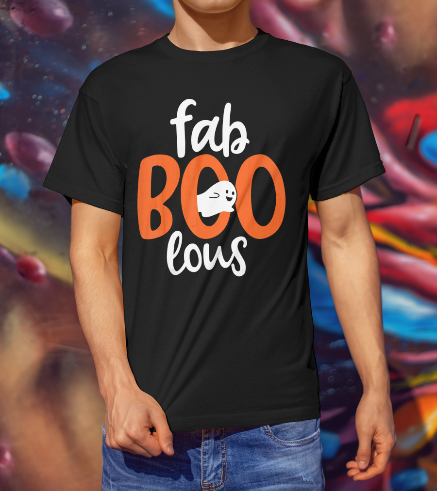 Fab BOO Lous Funny Fabulous Halloween Cel Ghost Image T-Shirt