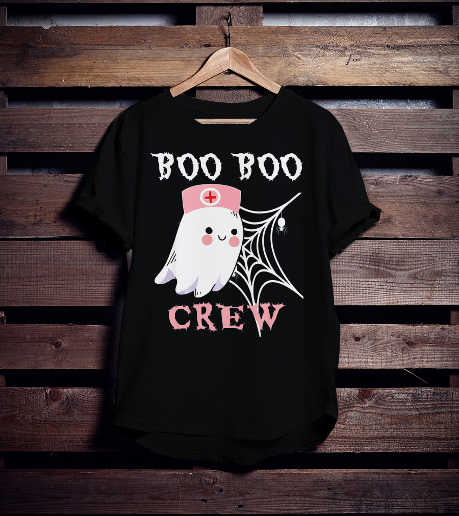 Boo Boo Crew Nurse Ghost With Web And Spider T-Shirt