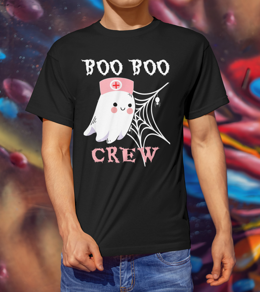 Boo Boo Crew Nurse Ghost With Web And Spider T-Shirt