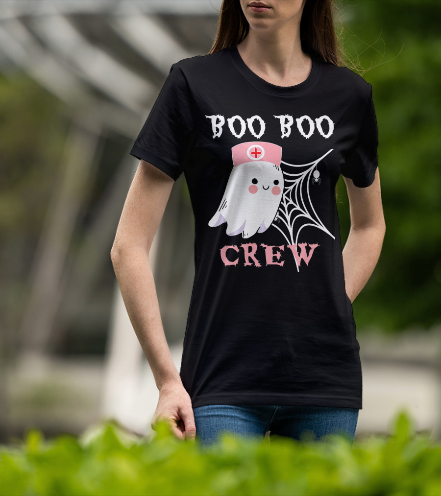 Boo Boo Crew Nurse Ghost With Web And Spider T-Shirt