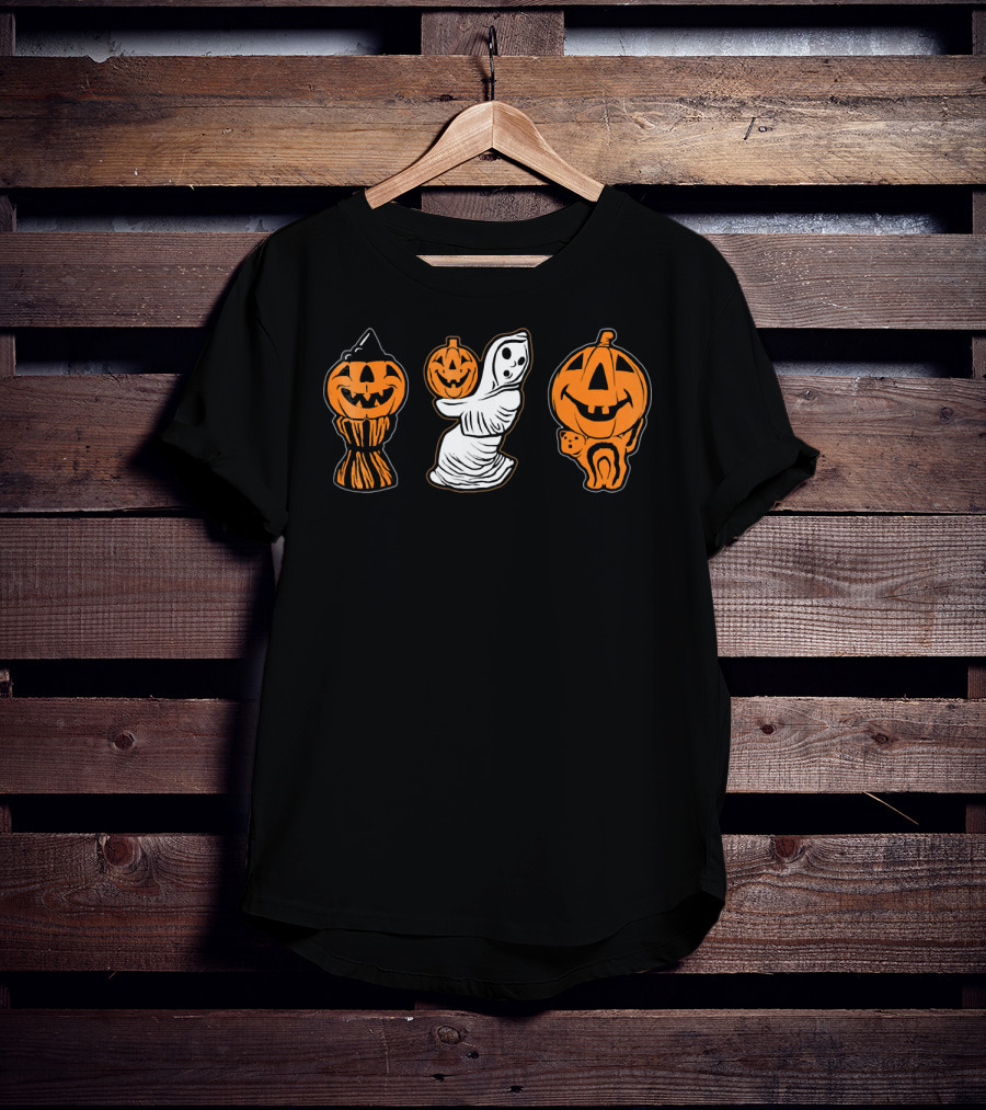 Vintage Halloween Blow Molds Pumpkin Ghost Trio T-Shirt