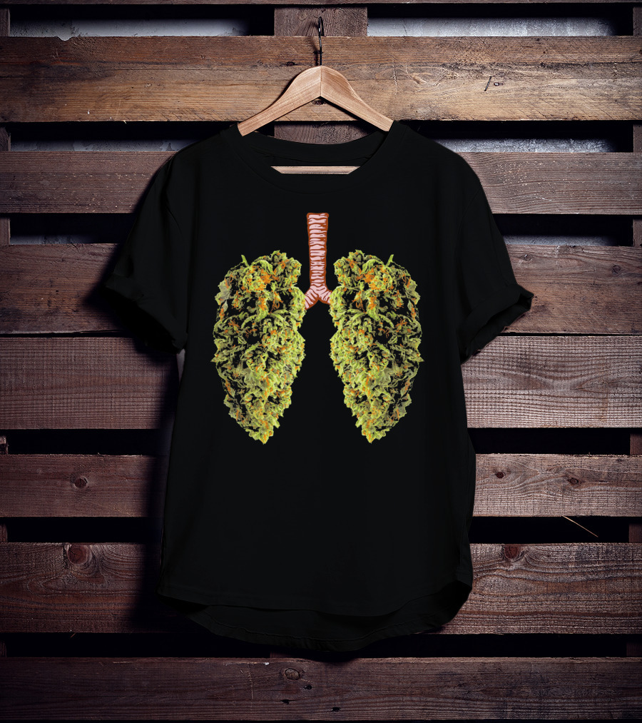 Funny Marijuana Bud Shaped Like Human Lungs T-Shirt